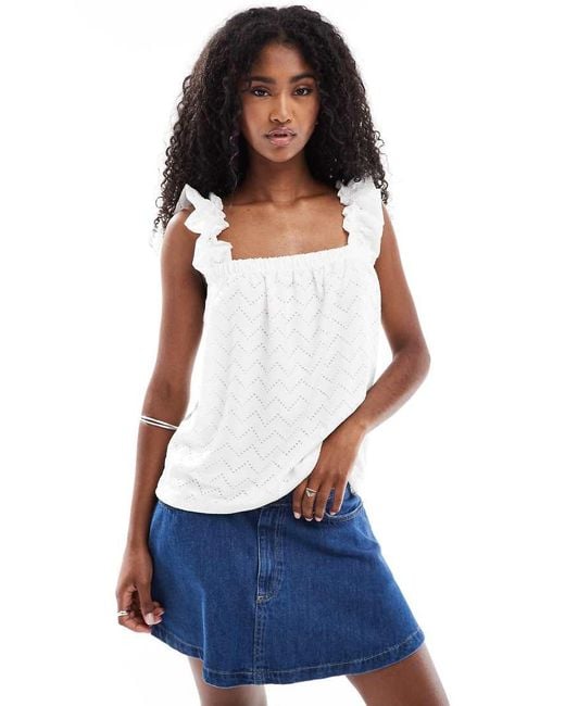 Vero Moda White Shirred Strap Cami Top