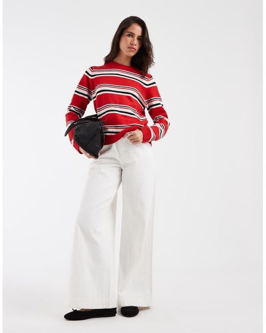 ASOS Red Stripe Crew Neck Jumper
