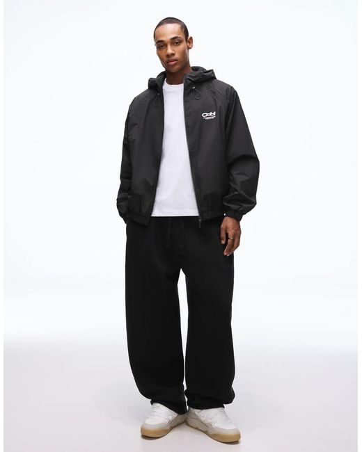 Bershka Black Technical Hooded Jacket for men