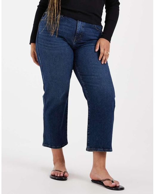 ASOS Blue Asos Design Curve Ankle Grazer Comfort Stretch Straight Leg Jeans