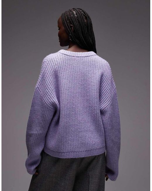 ASOS Purple Knitted Oversized Crew Cardigan