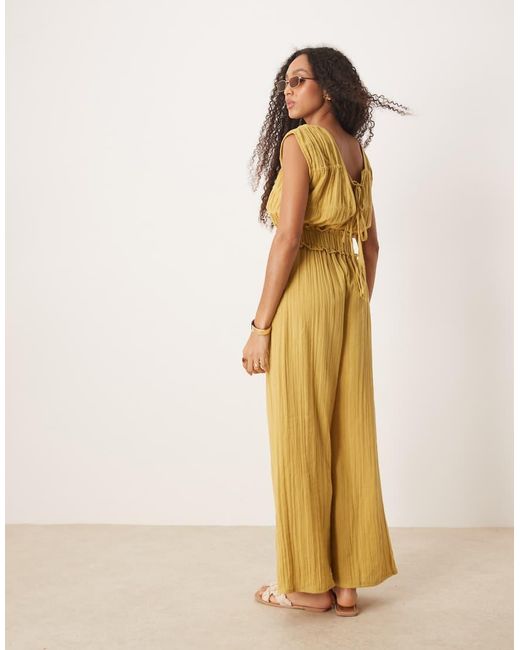 ASOS Yellow Double Cloth Gathered Bust Playsuit
