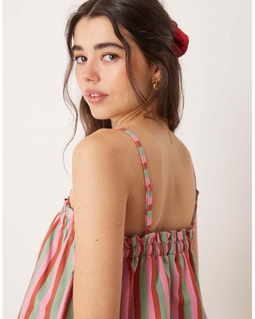 ASOS Pink Linen Blend Trapeze Cami Top