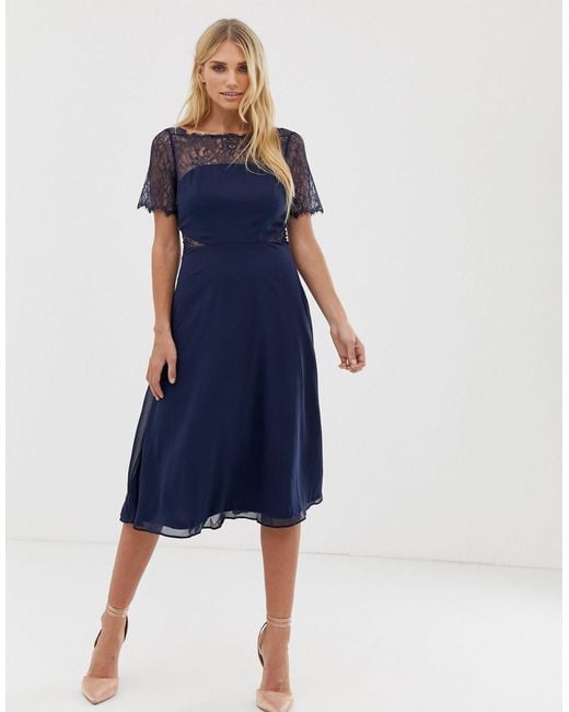 asos lace insert panelled midi dress