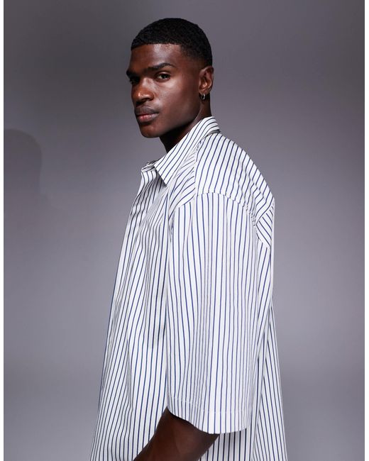ASOS Gray Boxy Oversized Shirt With Dipped Hem for men