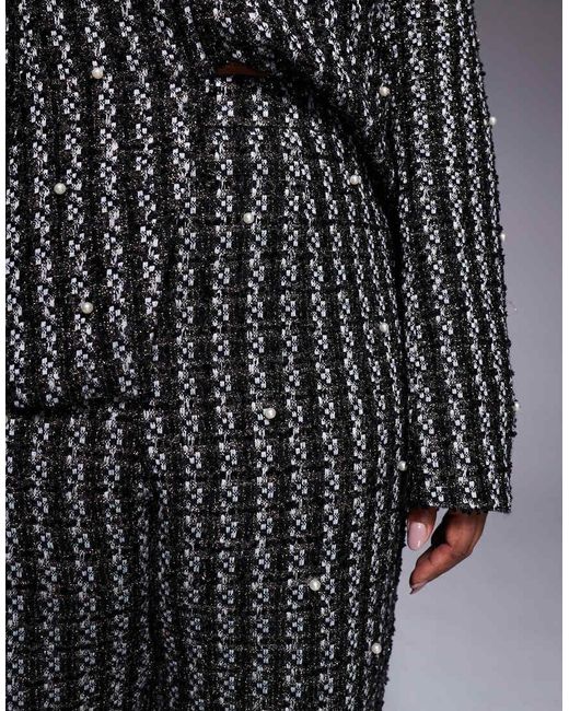 ASOS Gray Curve Pearl Embellished Boucle Trouser Co-ord