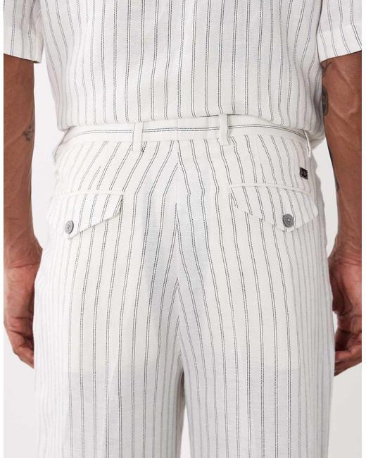 Tommy Hilfiger White Linen Blend Pants for men