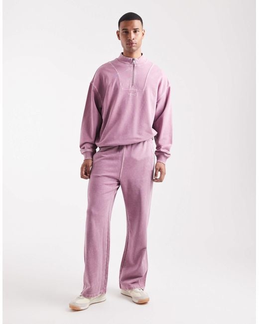 HUGO Purple Nebuzip Central Logo Loose Fit Half Zip Sweatshirt Co-ord for men