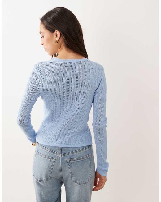GOOD AMERICAN Blue Lightweight Button Through Cardigan