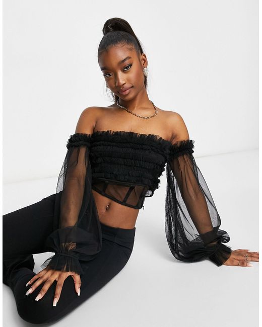 BEADS Exclusive Off Shoulder Tulle 