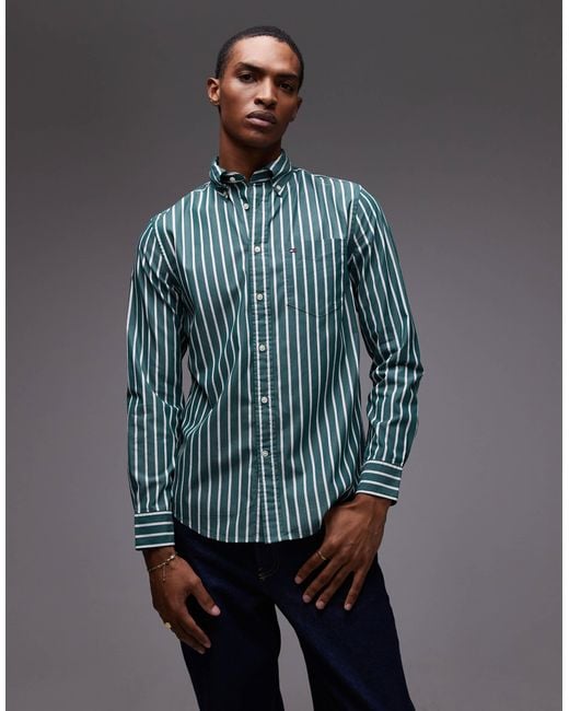 Tommy Hilfiger Blue Poplin Stripe Shirt for men