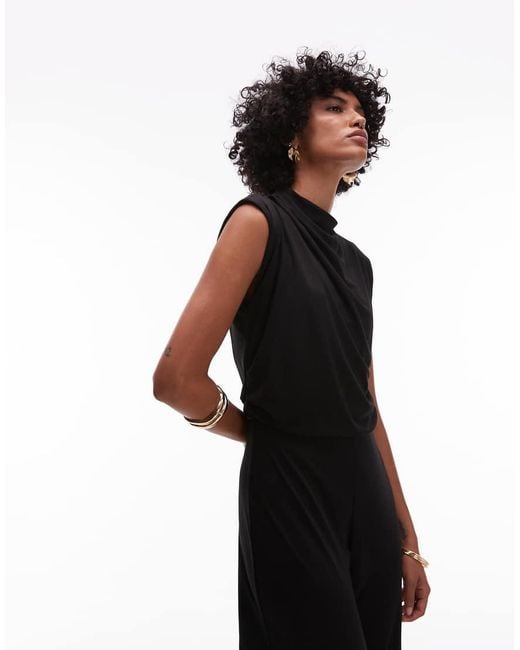 Mango Mouwloze Jumpsuit Met Gedrapeerde Hals in het White