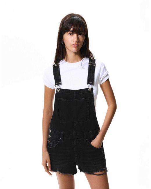 Pull&Bear Black – kurzer overall aus denim