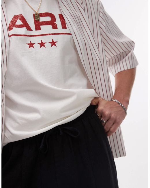 Topman White Casual Linen Blend Relaxed Trousers for men