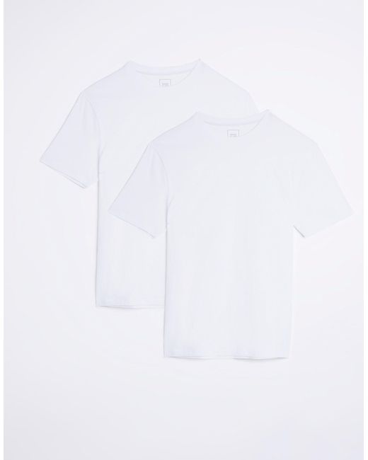 River Island White 2pk Muscle Fit T-shirt for men