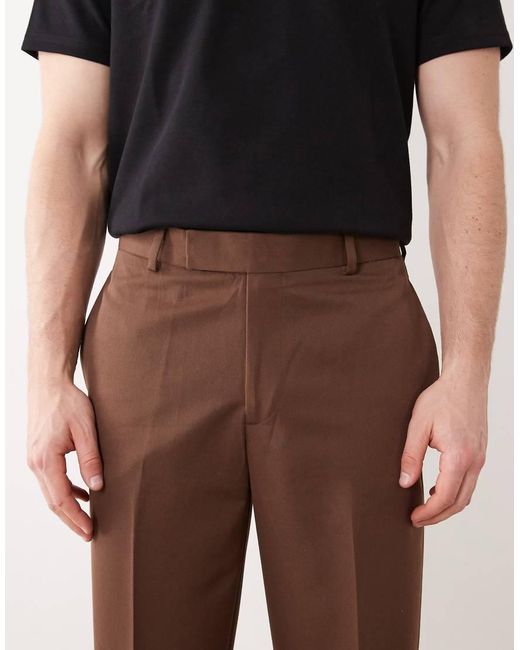 ASOS Brown Tailored Straight Leg Pants for men