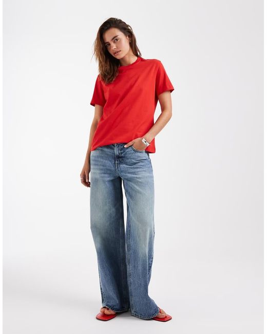 & Other Stories Red Relaxed Short Sleeve T-Shirt