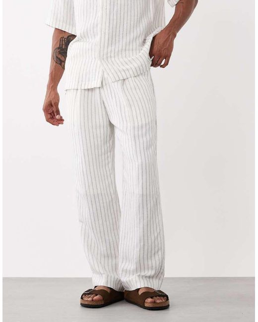 Tommy Hilfiger White Linen Blend Pants for men