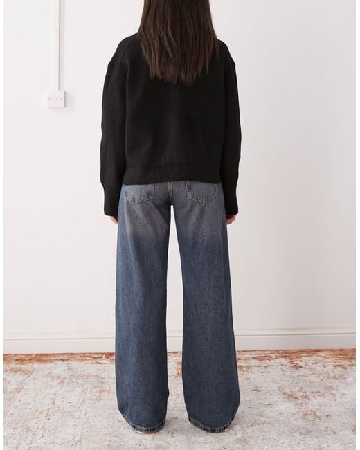 Weekday Black Imoo Low Waist Wide Leg Jeans