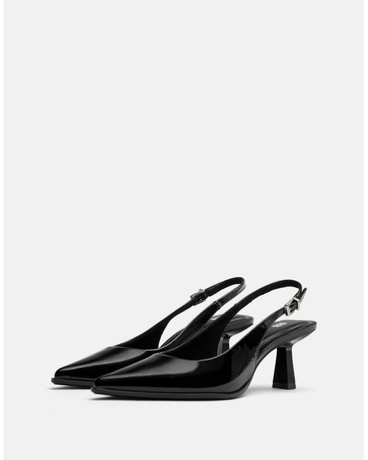 Pull&Bear Black – vinyl-slingback-schuhe