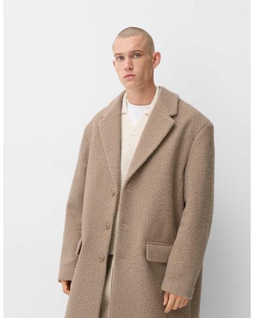 Bershka Blue Collection Longline Overcoat for men