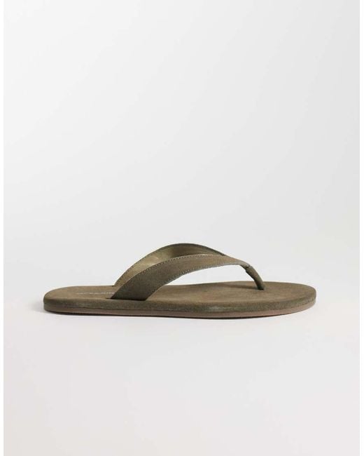 Jack & Jones Green Suede Flip Flops for men