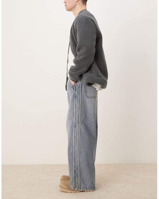 Jeans Extra Ampi Lavaggio Medio Con Vita Elasticizzata di ASOS in Gray da Uomo