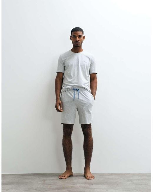 Boss White Co-Ord Shorts With Logo Print for men