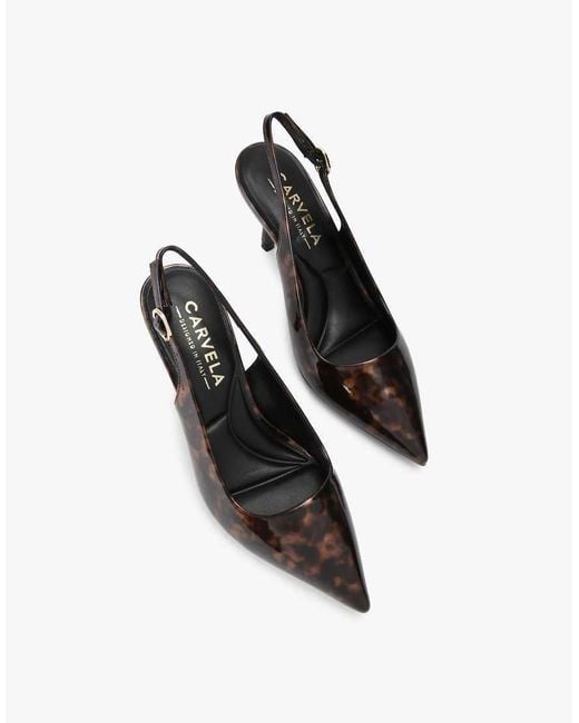 Carvela Kurt Geiger Multicolor Spirit Leopard-Print Faux Patent-Leather Slingback Courts