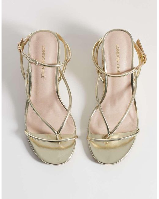 London Rebel White Mary Wedge Heeled Strappy Sandal