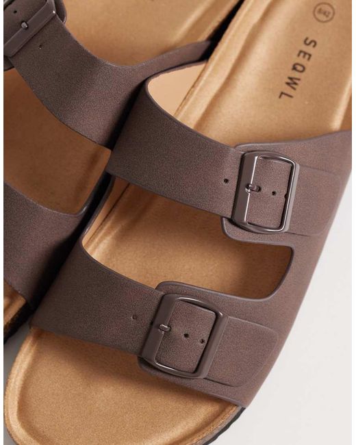 SEQWL Brown Molsen Sandals With Buckles for men