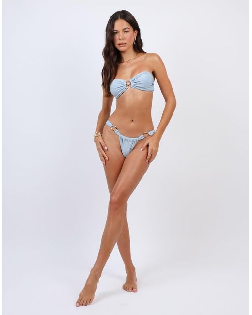 SIMMI Blue Glitter Bikini Bottoms With Hardware Detail