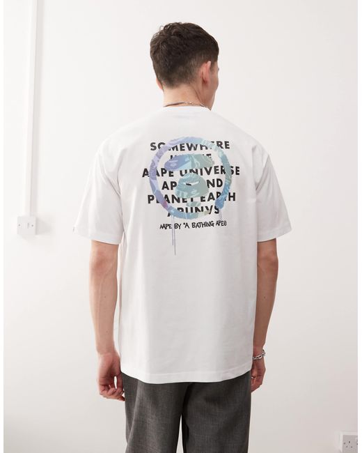 Aape By A Bathing Ape White Aape By A Bathing Ape Multi Logo Back Print T-shirt for men
