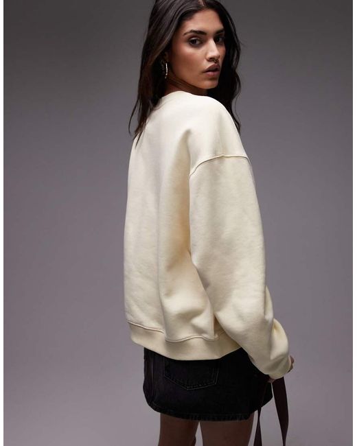 Felpa Oversize Giallo Latticello Con Cuciture A Vista di TOPSHOP in Gray