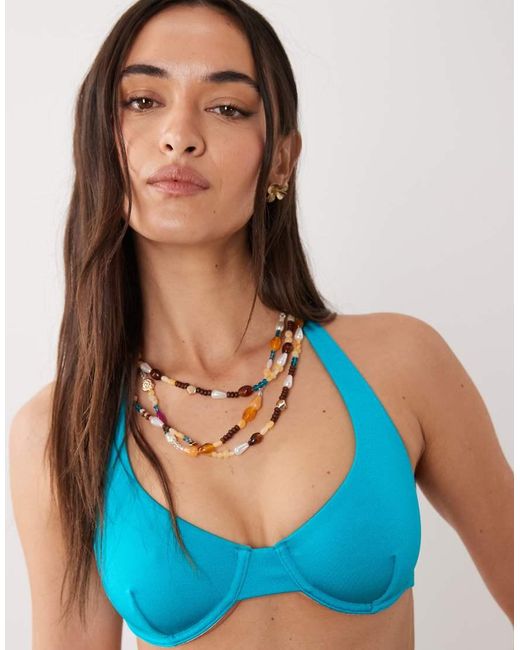 Free Society Blue Underwire Bikini Top