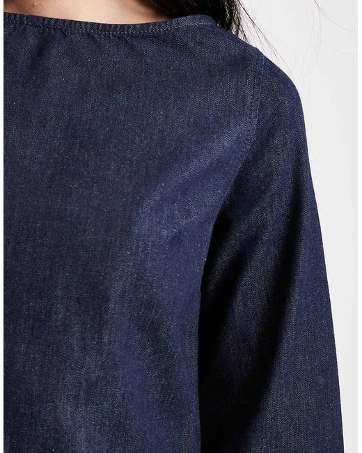 ASOS Blue Denim Long Sleeve A Line Mini Dress