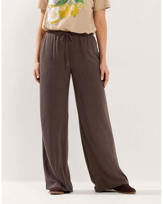 Long Tall Sally Brown Wide Leg Linen Trousers