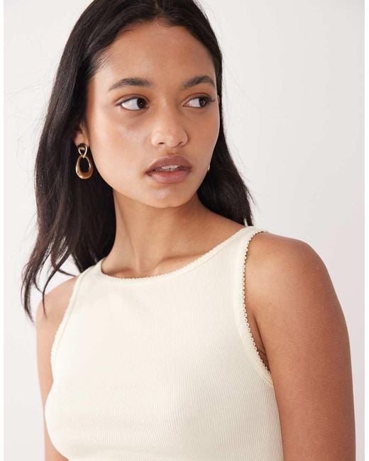 Miss Selfridge Blue Tank Top With Picot Trim