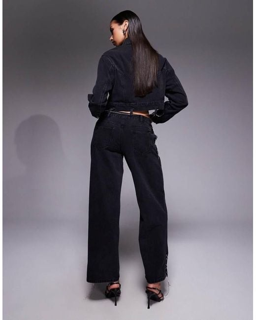 Liquor N Poker Blue Baggy Chain Detail Jean Co-Ord