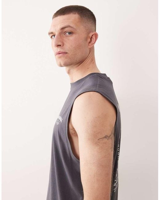 Only & Sons Gray Oversized Vest With Mirrorball Back Print for men