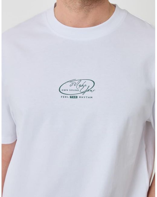 Threadbare White Relaxed Fit Graphic Cotton T-Shirt for men