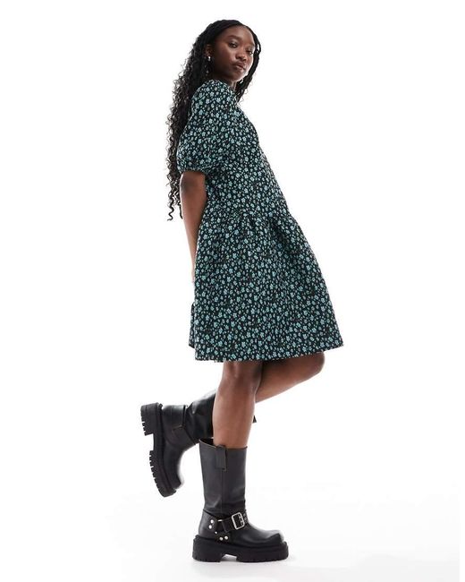 Glamorous Blue Drop Waist Mini Smock Dress