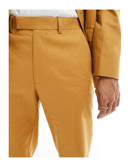 ASOS Metallic Straight With Linen Suit Trouser for men