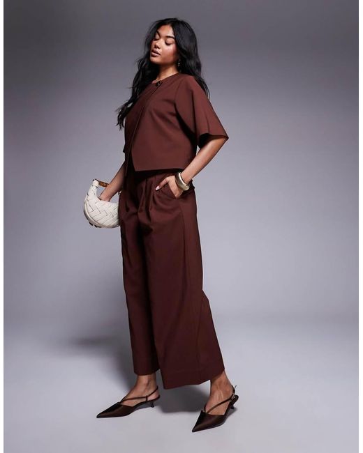 ASOS Purple Tailored Wrap Top With Gold Button Co-ord