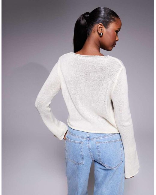 Jersey Con Mangas Acampanadas Y Detalle De Punto Big Star De -Blanco Princess Polly de color Gray
