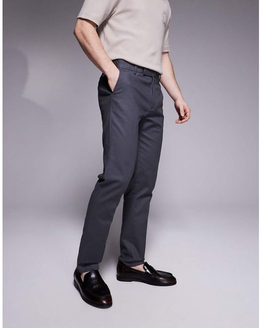 River Island Gray Tailored Chino Trousers for men