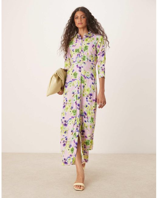 Y.A.S Natural – maxi-hemdblusenkleid