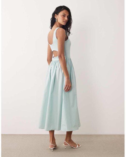 Nobody's Child Green Eliana Boat Neck Ruched Skirt Midi Dress