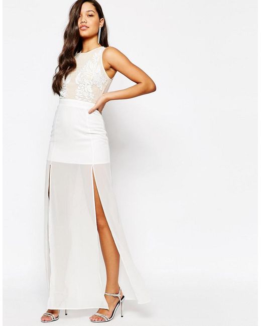 Missguided Natural Premium Embellished Top Maxi Dress