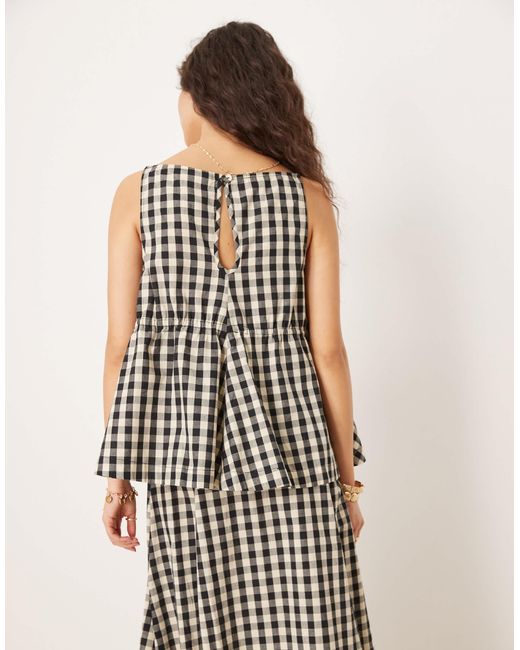 Vrg Grl White Indi Gingham Check Smock Blouse Co-ord